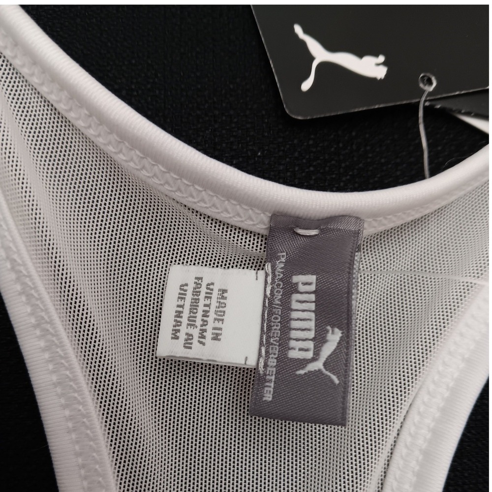 Puma Mid Impact 4Keeps Sports Bra White Black XS 521435 52 NWT X Small Workout - Picture 6 of 16
